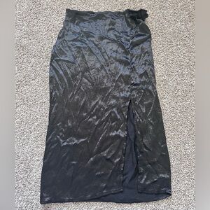 Black satin slip skirt